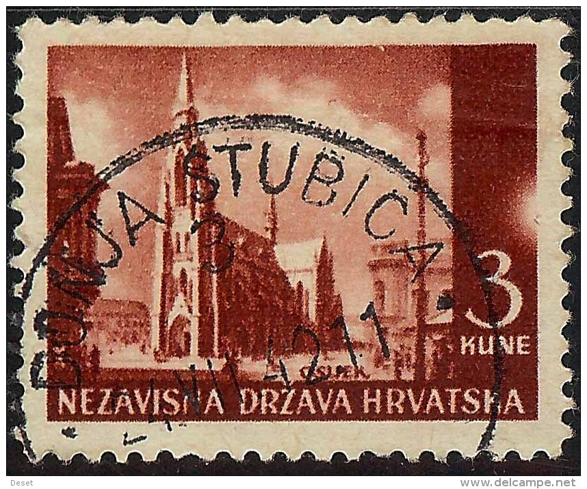 Croatia. WWII. NDH 1941 Osijek 3K Typical Plate Error - Half Sun - MiNr 53 Used - Croatia