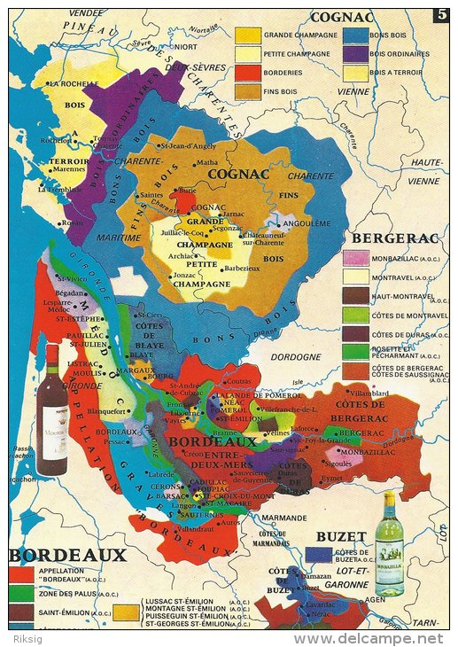 Postcard   Carte Des Vins De France D´après.  # 0600 - Autres & Non Classés