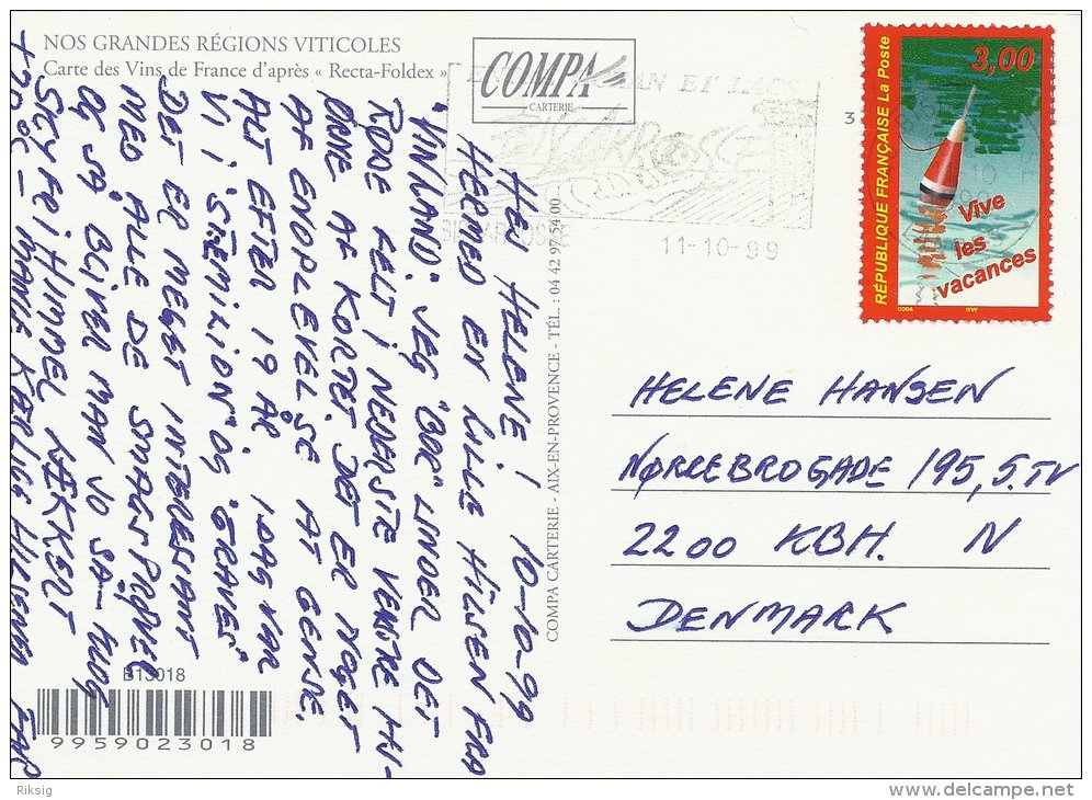 Postcard   Carte Des Vins De France D´après.  # 0600 - Other & Unclassified
