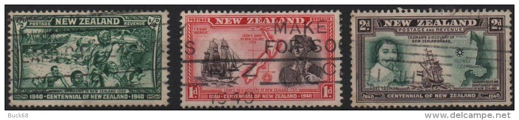 NOUVELLE-ZELANDE NEW ZEALAND Poste 243-244-246 (o) Maoris Capitaine Cook Endeavour Tasman Heemskerk Voilier Navigateuree - Oblitérés