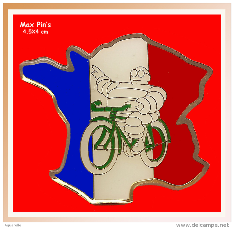 SUPER MAX-PIN'S Cyclisme-Michelin : BIBENDUM Fait Son Tour De France Sur Vélo VERT - Cycling