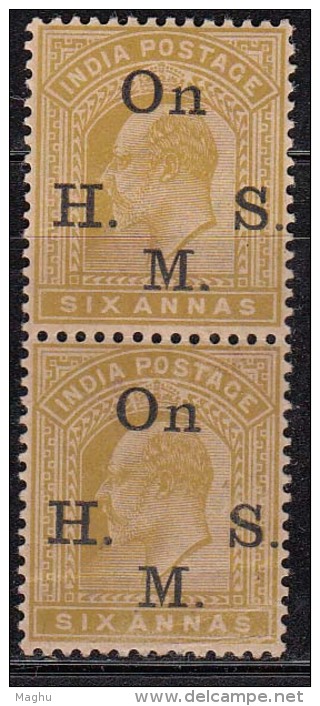 British India Edward  MH Service, Six Annas Pair, On.H.M.S. 1902 - 1902-11 King Edward VII