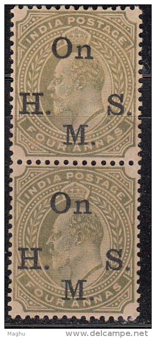 British India Edward  MH Service, Four Annas PAIR,  On.H.M.S. 1902 - 1902-11 King Edward VII