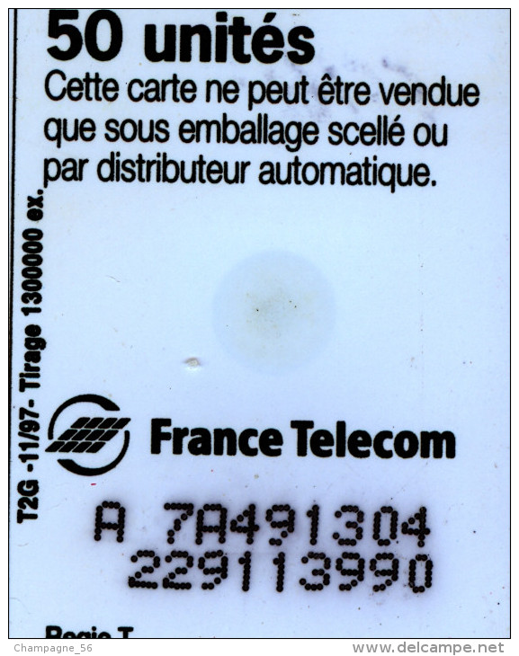 VARIÉTÉS FRANCE TÉLÉCARTE 11 / 97 LOTO TÉLÉPHONE 50 UNITÉS   F 801 PUCE SO3 UTILISÉE - Variétés