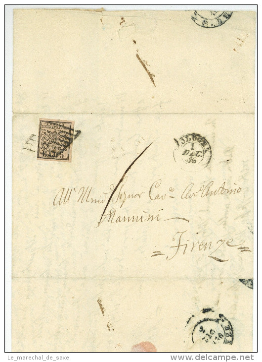 Lettera BOLOGNA A FIRENZE 1856 Baj. 5 Lettre Complète Avec Texte - Papal States