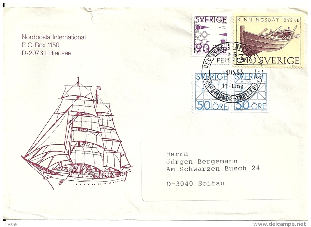 Sverige Sweden / MS Peter Pan Travemunde - Trelleborg 1993 - Cartas & Documentos