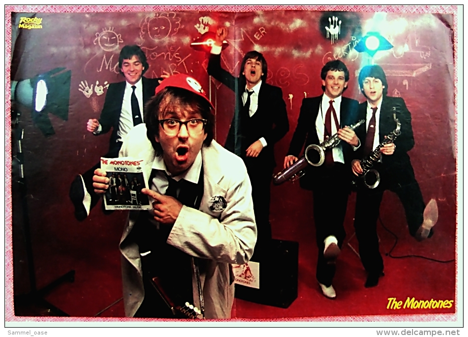 Kleines Poster  -  Gruppe The Monotones  -  Rückseite : Peter Kent  -  Von Pop-Rocky Ca. 1982 - Plakate & Poster