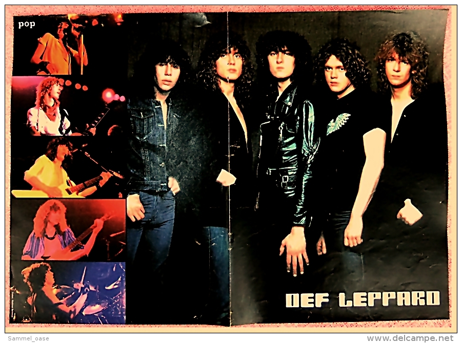 Kleines Poster  -  Gruppe Def Leppard  -  Rückseite : Adam Ant  -  Von Pop-Rocky Ca. 1982 - Plakate & Poster