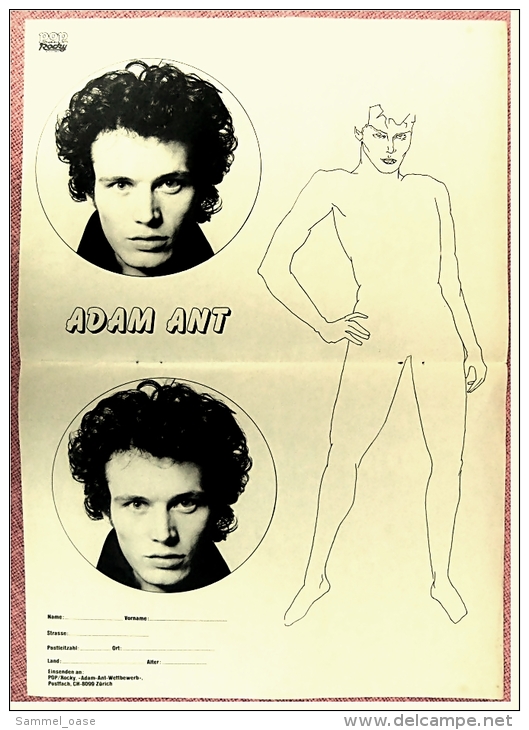 Kleines Poster  -  Gruppe Def Leppard  -  Rückseite : Adam Ant  -  Von Pop-Rocky Ca. 1982 - Plakate & Poster