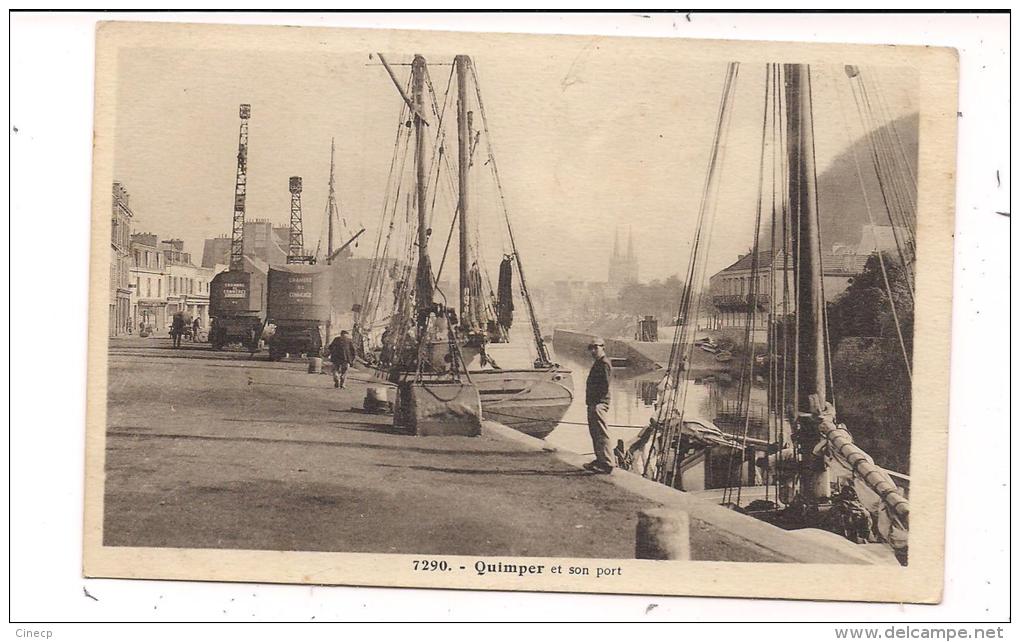 CPA 29 - QUIMPER - Quimper Et Son Port - Très Belle Animation Sur Le Quai Avec Vue Sur Navires Et Engins - Quimper