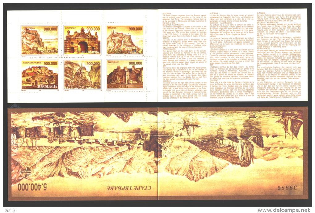 Jugoslawien - Yugoslavia 1993 Old Fortresses Booklet MNH, 5 X; Michel # 2608-13 (MH 6) - Markenheftchen