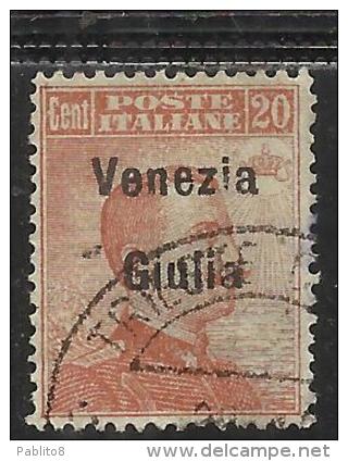 VENEZIA GIULIA 1918 SOPRASTAMPATO D´ITALIA ITALY OVERPRINTED  20 CENT. TIMBRATO USED - Vénétie Julienne