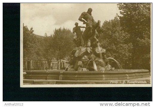 Fürth In Bayern Kunstbrunnen 1928 Gelaufen - Fürth