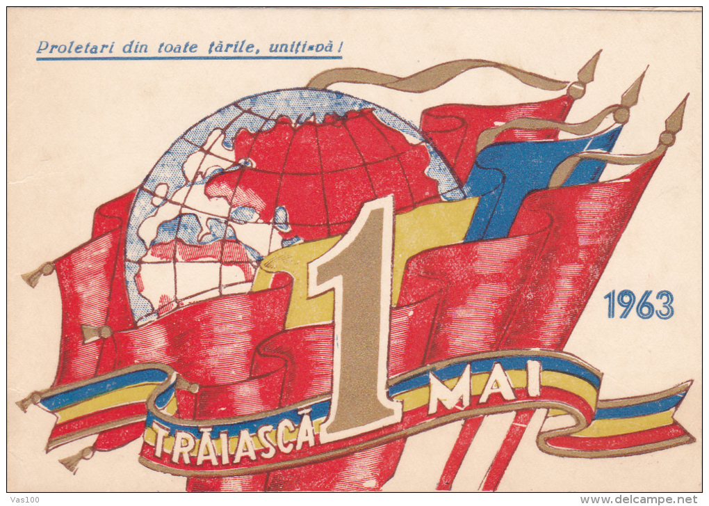 MANIFESTATION,INVITATION MAY 1'ST WORKERS,1963,COMMUNISM,5X,ROMANIA. - Manifestazioni
