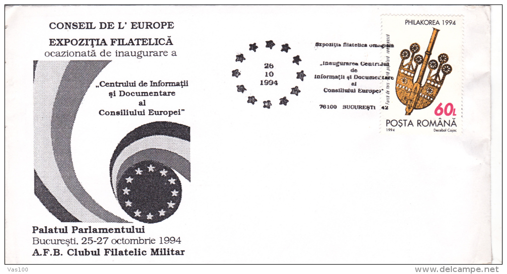INSTITUTIONS EUROPEENNES,CONSEIL DE L´EUROPE,1994,SPECIAL COVER,ROMANIA. - Instituciones Europeas