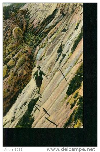 Litho Zugspitzbesteigung Zugspitze Am Brett Bergsteiger Durch Höllental Um 1900 - Zugspitze