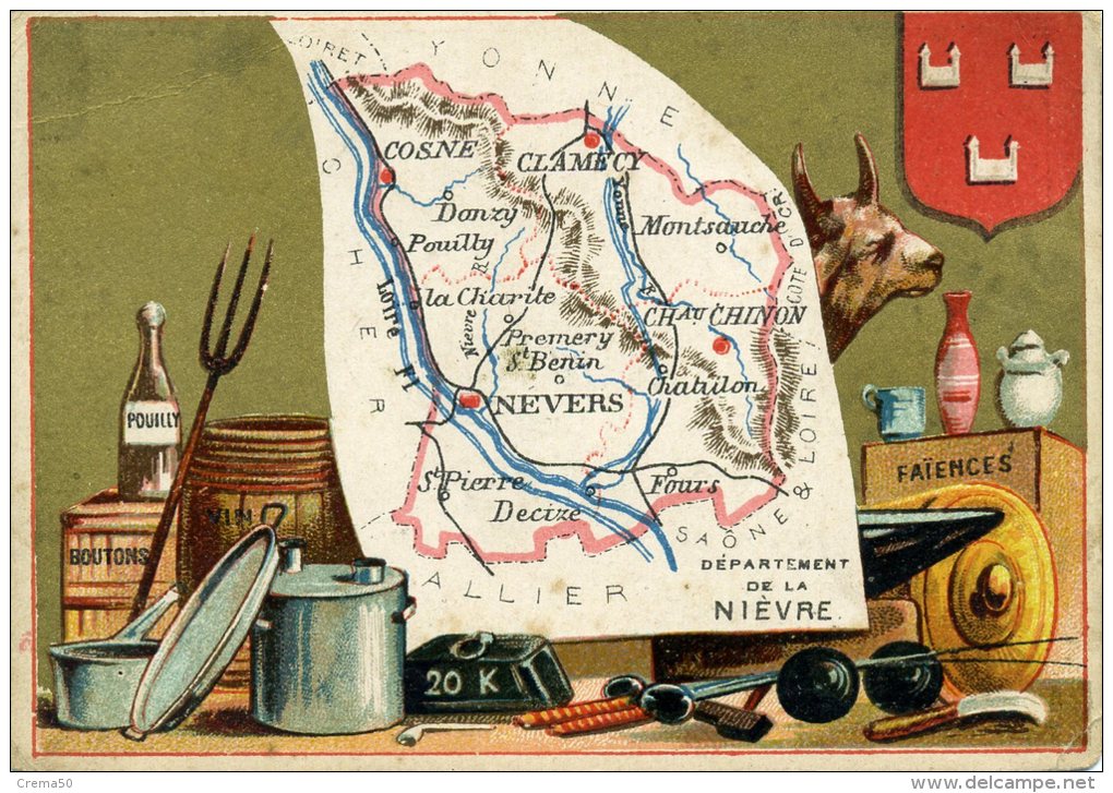 Chomo - Carte De Département - Nièvre - Geografía