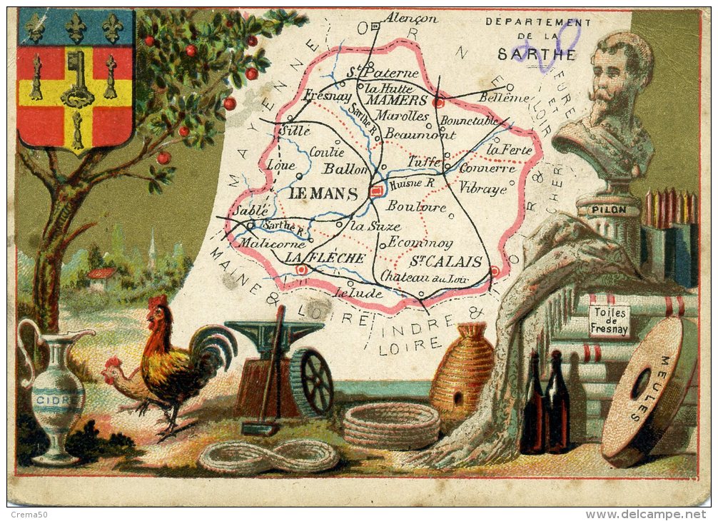 Chomo - Carte De Département - Sarthe - Geografia