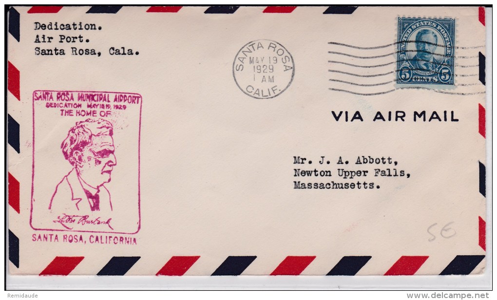 USA - 1929 - POSTE AERIENNE - ENVELOPPE AIRMAIL De SANTA ROSA  ( CALIFORNIE ) - DEDICATION - 1c. 1918-1940 Cartas & Documentos