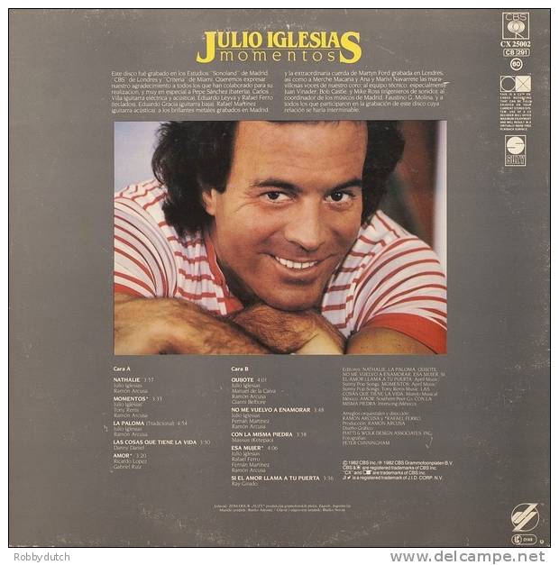 * LP *  JULIO IGLESIAS = MOMENTOS (Holland 1982) - Otros - Canción Española