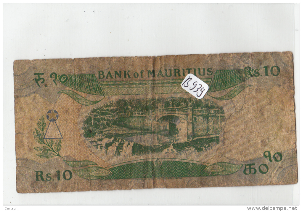 Billets - B939 - Maurice      - Billet  10 RS  1985 (type, Nature, Valeur, état... Voir 2 Scans) - Mauritius