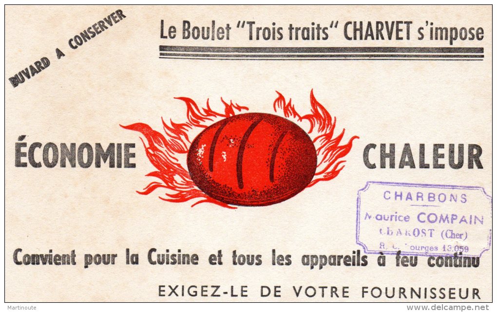 - BUVARD - BOULET De Charbon, Maurice COMPAIN à CHAROST ( Cher ) - 528 - Hydrocarbures