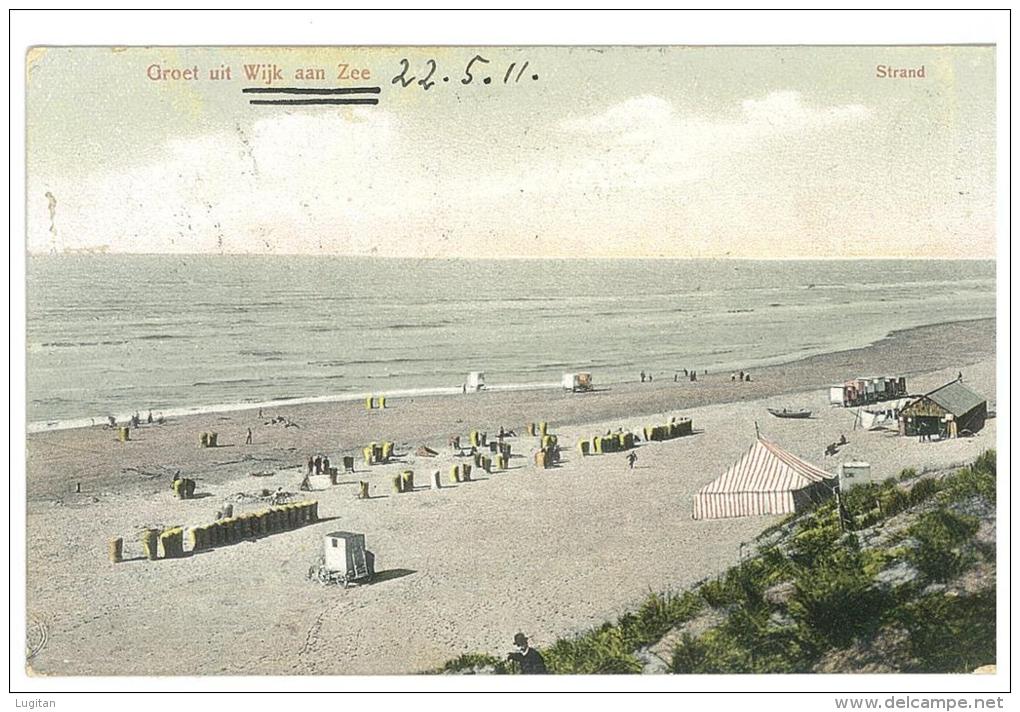 CARTOLINA - OLANDA - GROET UIT WIJK AAN ZEE - STRAND  - VIAGGIATA NEL 1911 PAESI BASSI - Wijk Aan Zee