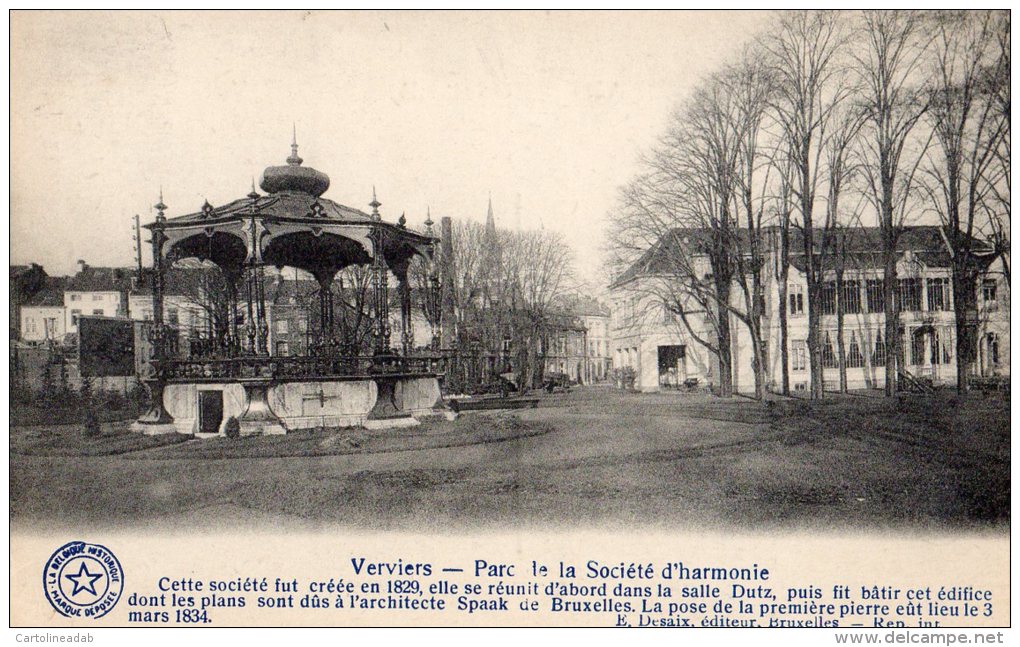 [DC8889] BELGIO - VERVIERS - PARC DE LA SOCIETE' D'HARMONIE - Viaggiata 1920 - Old Postcard - Verviers