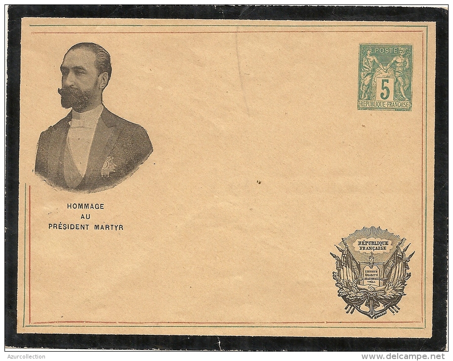 TYPE SAGE 5 CTS . HOMMAGE AU PRESIDENT MARTYR - Overprinted Covers (before 1995)