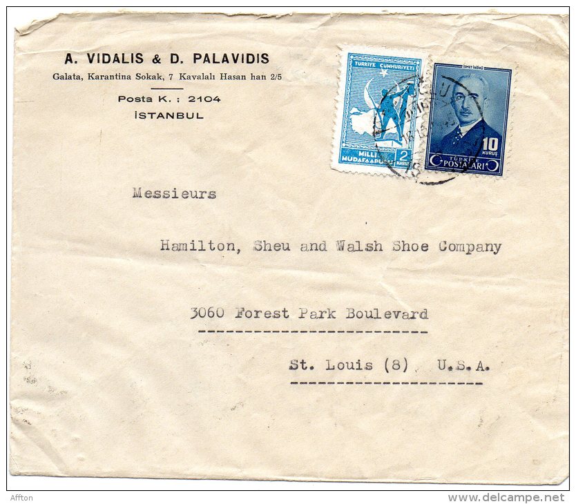 Turkey Old Cover Mailed To USA - Brieven En Documenten