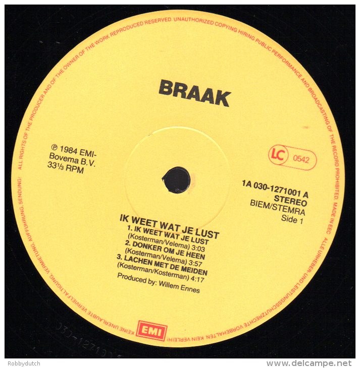 * LP *  BRAAK - IK WEET WAT JE LUST (Holland 1984 EX-!!!) - Other - Dutch Music