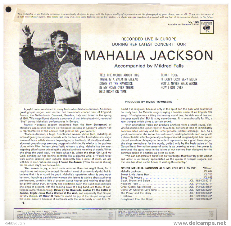 * LP *  MAHALIA JACKSON - RECORDED LIVE IN EUROPE (USA 1962 Mono!!!) - Religion & Gospel