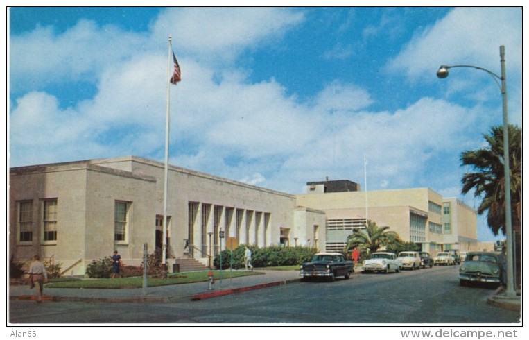 Corpus Christi TX Texas, Post Office, Street Scene, Auto, C1950s Vintage Postcard - Corpus Christi