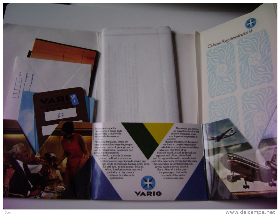 1981  VARIG FLIGHT INFORMATION   BOX  FOLDER  VIAGGIO  AIR LINE  AEREO  AVIATION       RIVISTA BROCHURE DEPLIANT - Advertising
