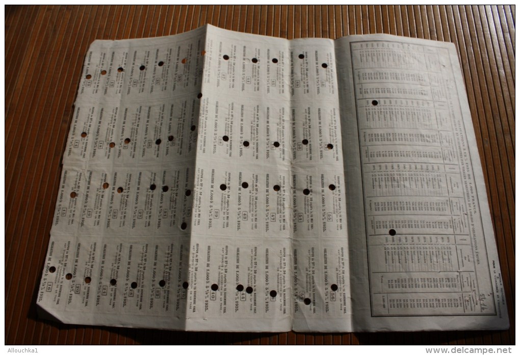 SNCF Compagnie Chemin De Fer De L´État Emprunt 5 % Obligation 1000 Fr. 1935 Tran A Titre Action Perforé Perforations - Spoorwegen En Trams