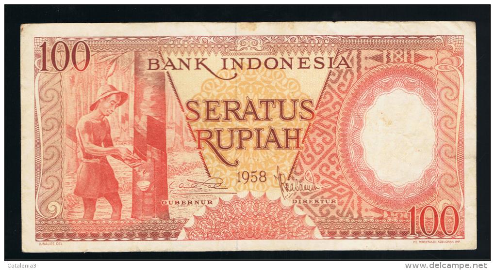 INDONESIA -  100 Rupias 1958  P-59  Serie NEA - Indonesia