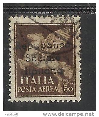 EMISSIONI LOCALI TERAMO 1944 SOPRASTAMPATO D´ ITALIA ITALY OVERPRINTED POSTA AEREA AIR MAIL CENT. 50  ANNULLATO USED - Ortsausgaben/Autonome A.