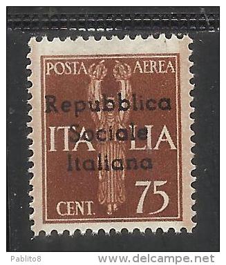 EMISSIONI LOCALI TERAMO 1944 SOPRASTAMPATO D´ ITALIA ITALY OVERPRINTED POSTA AEREA AIR MAIL CENT. 75 MNH - Ortsausgaben/Autonome A.