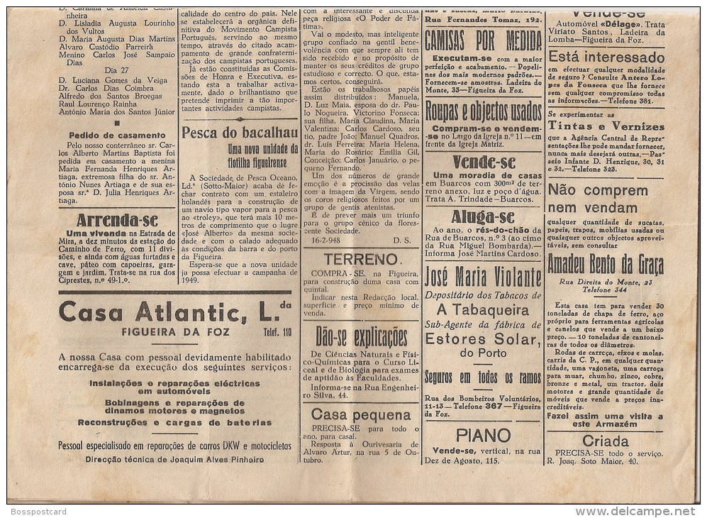 Figueira Da Foz - Jornal "Notícias Da Figueira" Nº 351 De 1948. Coimbra (4 Scans) - Zeitungen & Zeitschriften