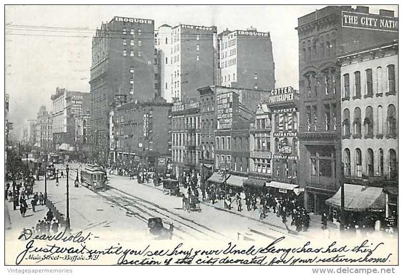 209713-New York, Buffalo, Main Street, Business Section, 1907 PM - Buffalo