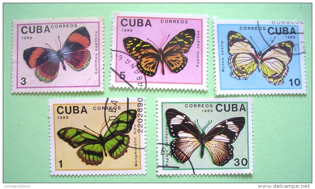 Cuba 1989 Butterflies Used Stamps - Oblitérés