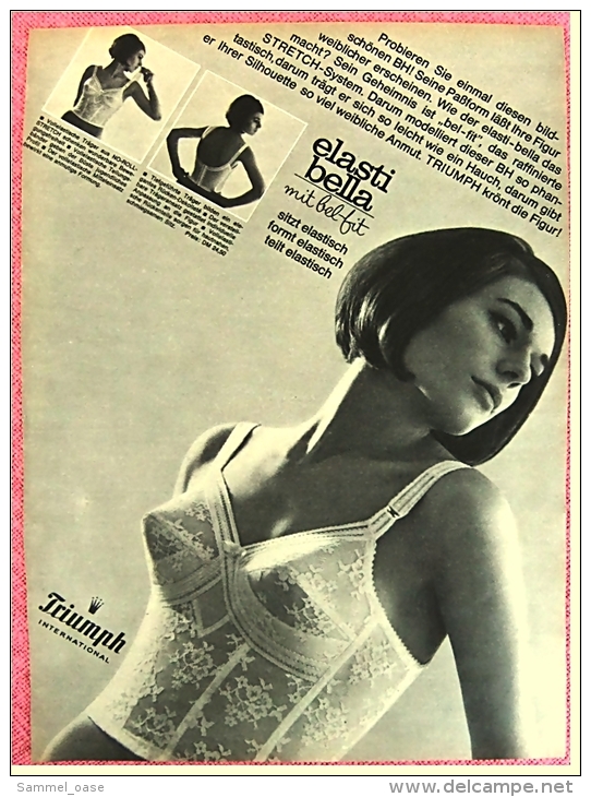 Reklame Werbeanzeige  -  Triumph Unterwäsche  Elasti Bella  -  Von 1965 - Lingerie