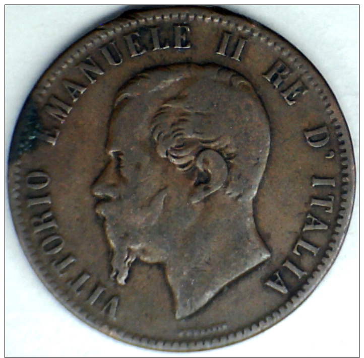 1863, ITALY, 10 CENTESIMI LARGER COPPER COIN **SEE PHOTO** - 1861-1878 : Victor Emmanuel II