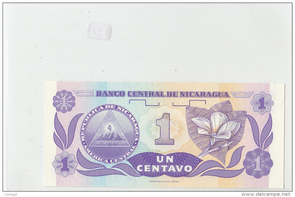 Billets -  B927- Nicaragua  - Billet 1 Centavo - Etat Neuf -   ( Type, Nature, Valeur, état... Voir 2 Scans) - Nicaragua