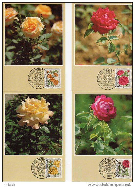 Allemagne Berlin 1982 : 4 CM " ROSES ". Voir Scans. Parfait état ! - Rose