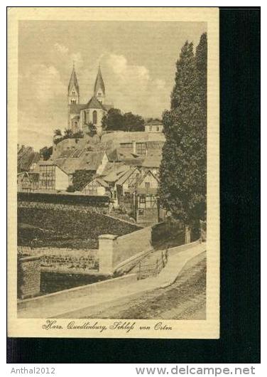 Quedlinburg Schloss Von Osten Wohnhäuser Fachwerkhaus 17.7.1918 Nach Auerbach - Quedlinburg