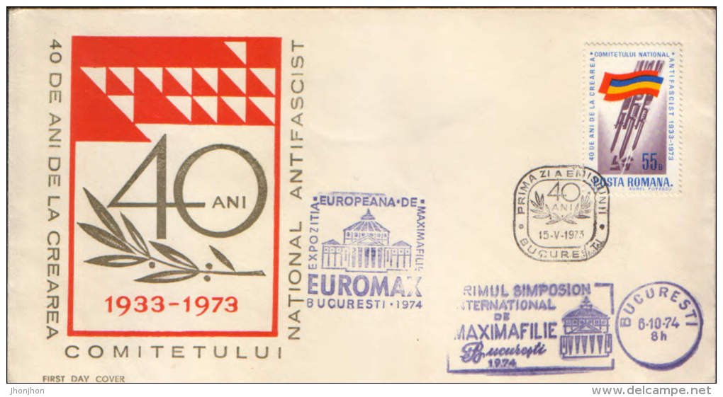 Romania-Marcophilie- First Simposion Of Maximaphily Bucharest 1974 And EUROMAX 1974 - Marcofilia