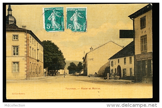 88 POUXEUX / Place Et Mairie / BELLE CARTE COULEUR TOILEE - Pouxeux Eloyes