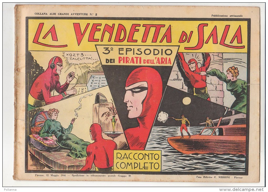 PFI/34 ALBI GRANDE AVVENTURE N.2 UOMO MASCHERATO LA VENDETTA DI SALA Ed.Nerbini 1946 - Comics 1930-50