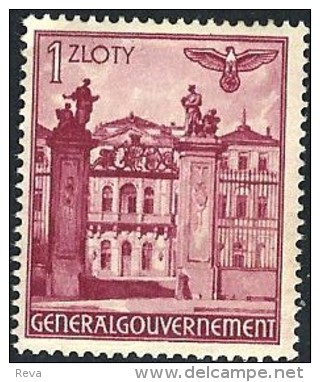 POLAND GERMAN OCCUPATION 1 ZL WARSAW PALACE NAZI EMBLEM SET OF 1(?) 1940-44's  MHG SG407 READ DESCRIPTION !! - Generalregierung